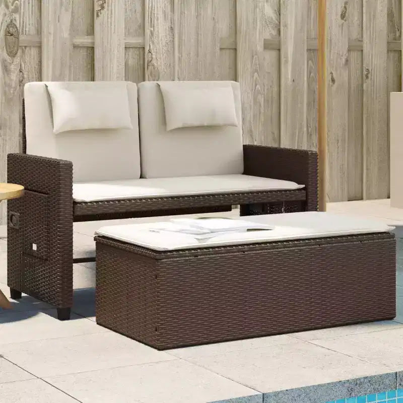 Banc de jardin inclinable vidaXL avec coussins, pour l'extérieur, le jardin, le balcon, en résine tressée