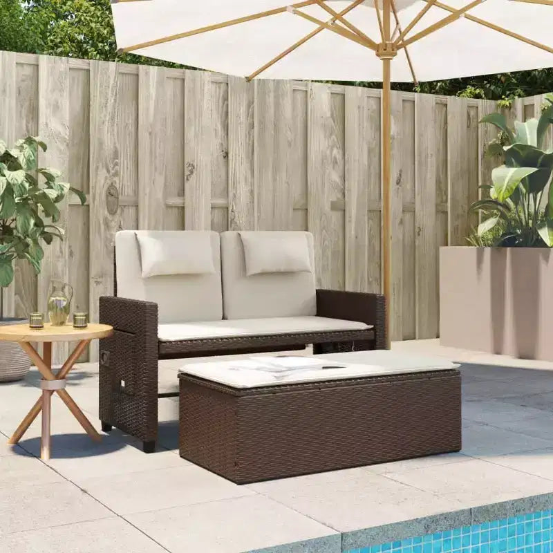 Banc de jardin inclinable vidaXL avec coussins, pour l'extérieur, le jardin, le balcon, en résine tressée