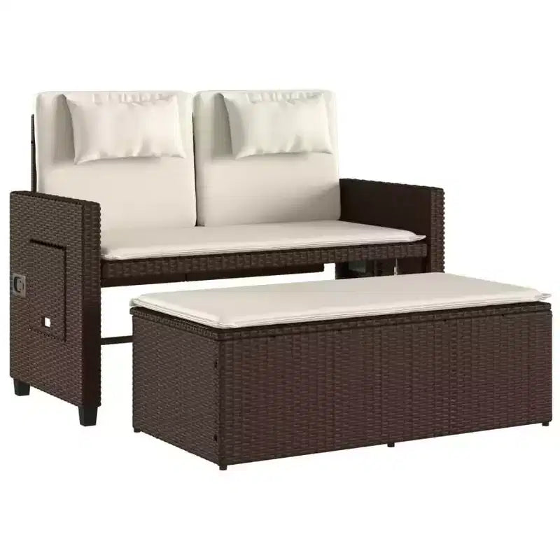 Banc de jardin inclinable vidaXL avec coussins, pour l'extérieur, le jardin, le balcon, en résine tressée