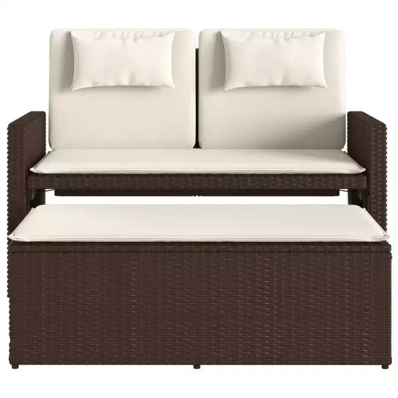 Banc de jardin inclinable vidaXL avec coussins, pour l'extérieur, le jardin, le balcon, en résine tressée