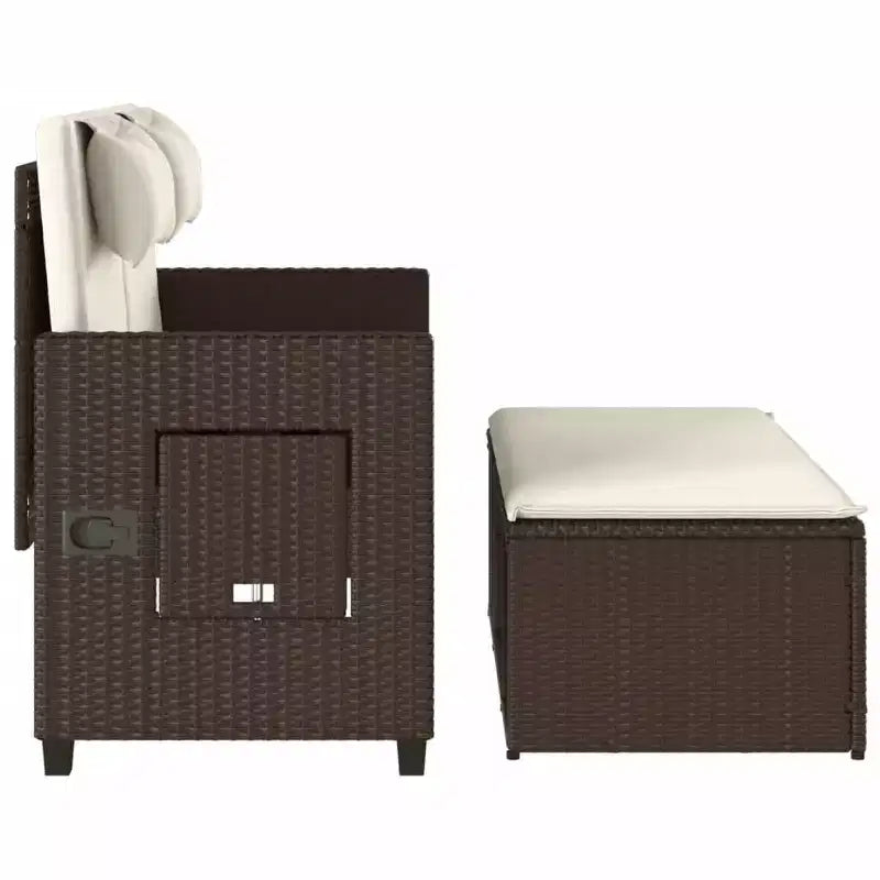 Banc de jardin inclinable vidaXL avec coussins, pour l'extérieur, le jardin, le balcon, en résine tressée