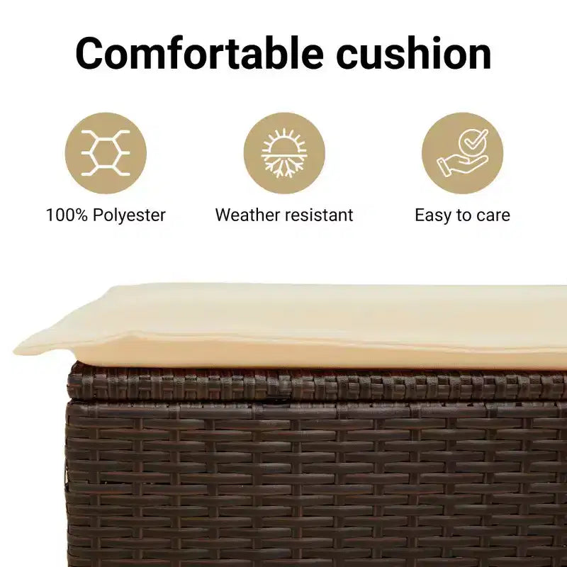 Banc de jardin inclinable vidaXL avec coussins, pour l'extérieur, le jardin, le balcon, en résine tressée