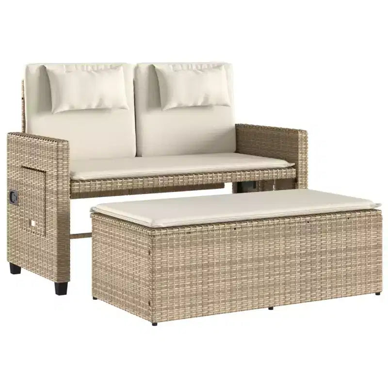 Banc de jardin inclinable vidaXL avec coussins, pour l'extérieur, le jardin, le balcon, en résine tressée
