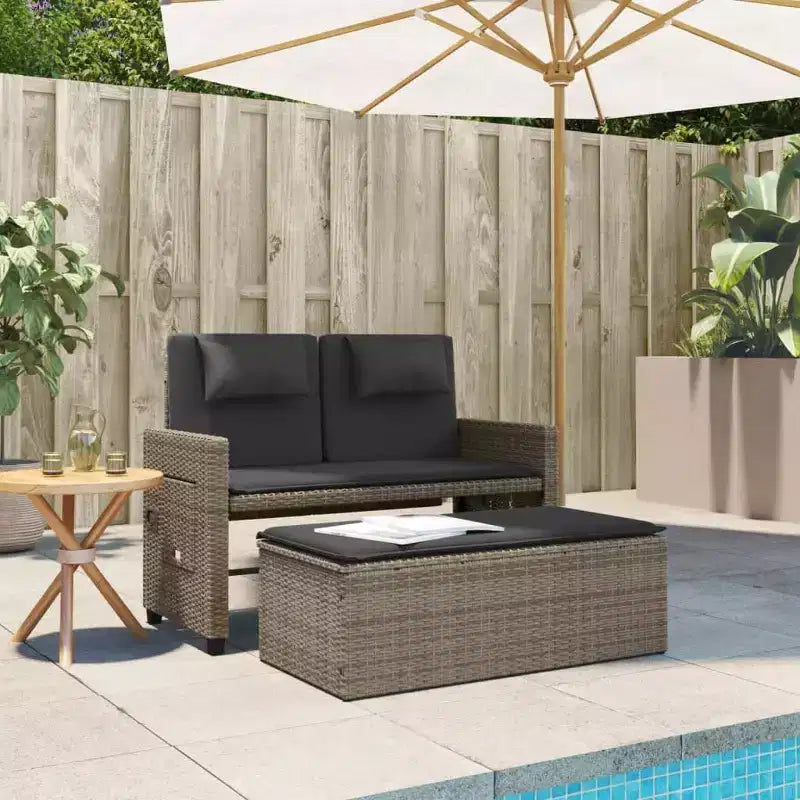 Banc de jardin inclinable vidaXL avec coussins, pour l'extérieur, le jardin, le balcon, en résine tressée