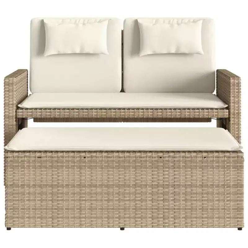 Banc de jardin inclinable vidaXL avec coussins, pour l'extérieur, le jardin, le balcon, en résine tressée