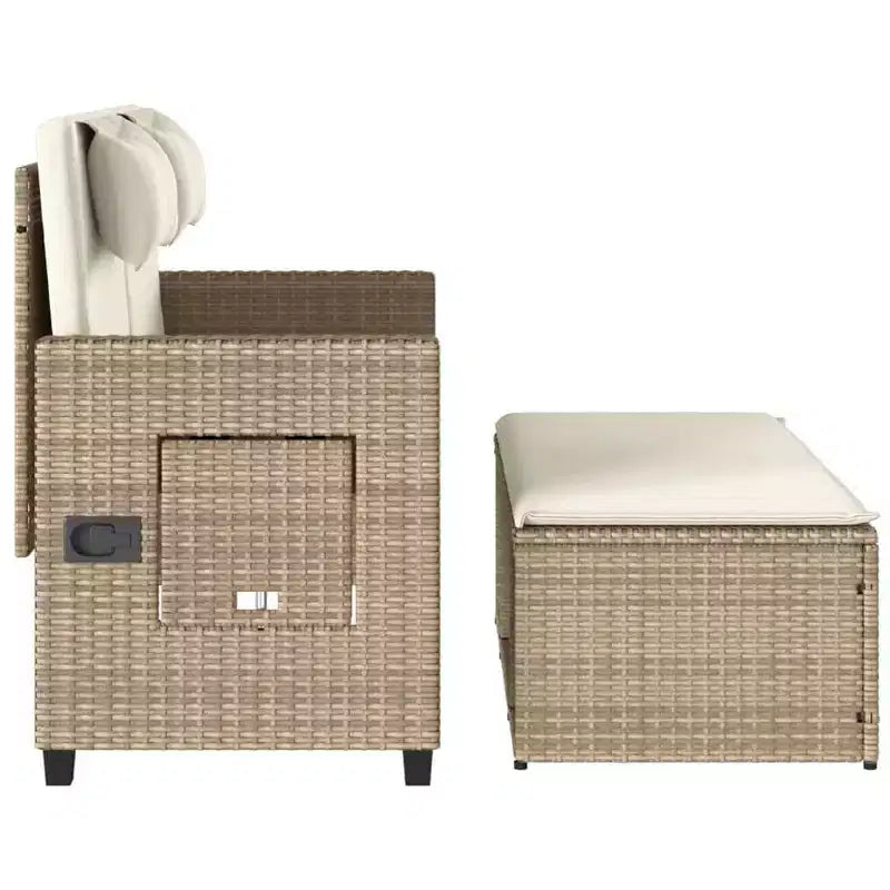 Banc de jardin inclinable vidaXL avec coussins, pour l'extérieur, le jardin, le balcon, en résine tressée