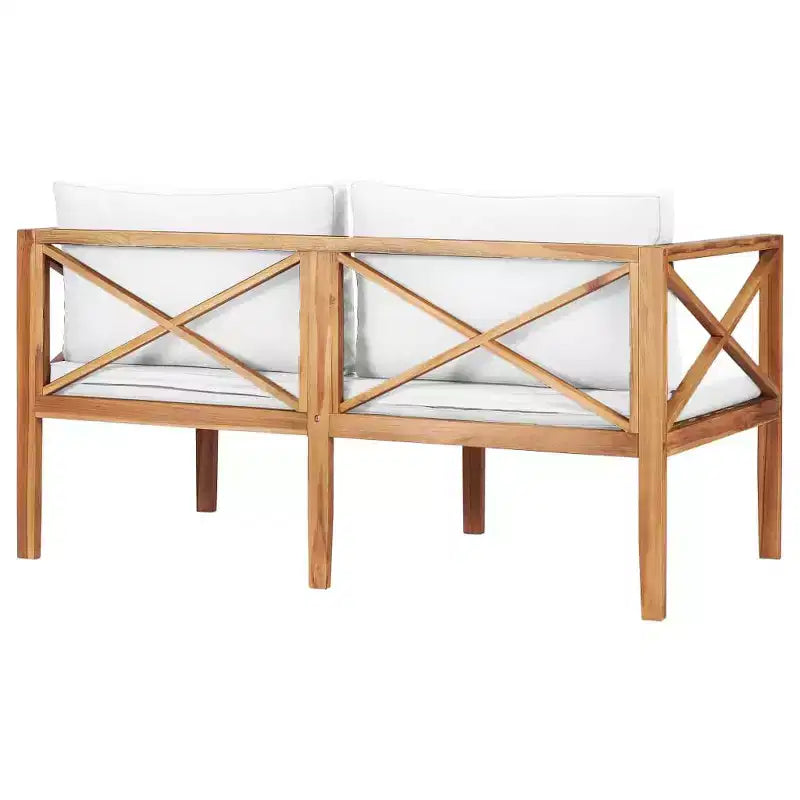 vidaXL Canapé de jardin 2 places avec coussins, en bois de teck massif