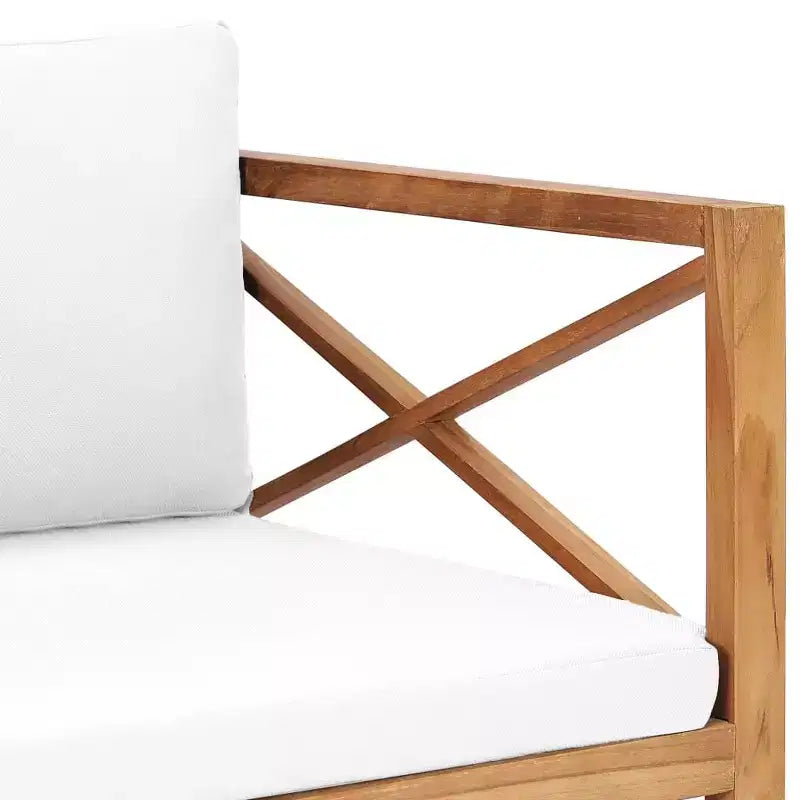 vidaXL Canapé de jardin 2 places avec coussins, en bois de teck massif