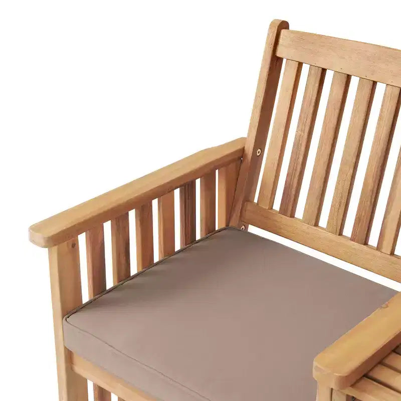 Banc double extérieur en bois d'acacia Bristol, table intégrée, résistant aux intempéries, finition naturelle, pour porche, 60 po L x 23 po P x 35 po H, assise : 19 po L x