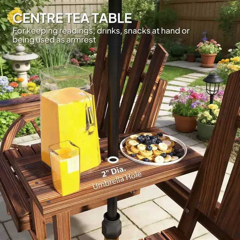 Banc de patio GDFStudio Sydel Wagon Wheel avec table centrale et compartiment de rangement
