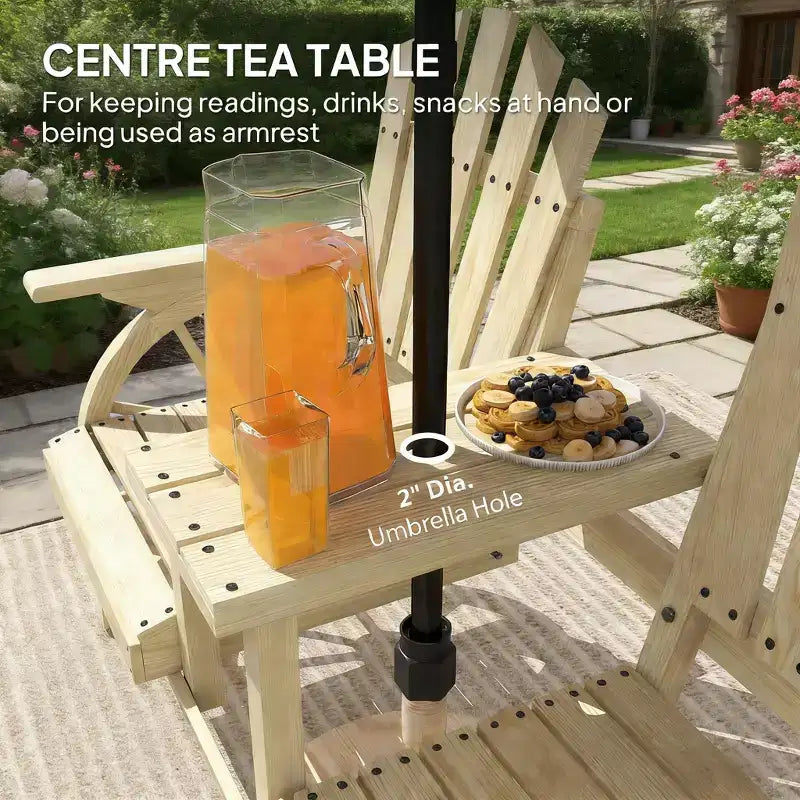 Banc de patio GDFStudio Sydel Wagon Wheel avec table centrale et compartiment de rangement