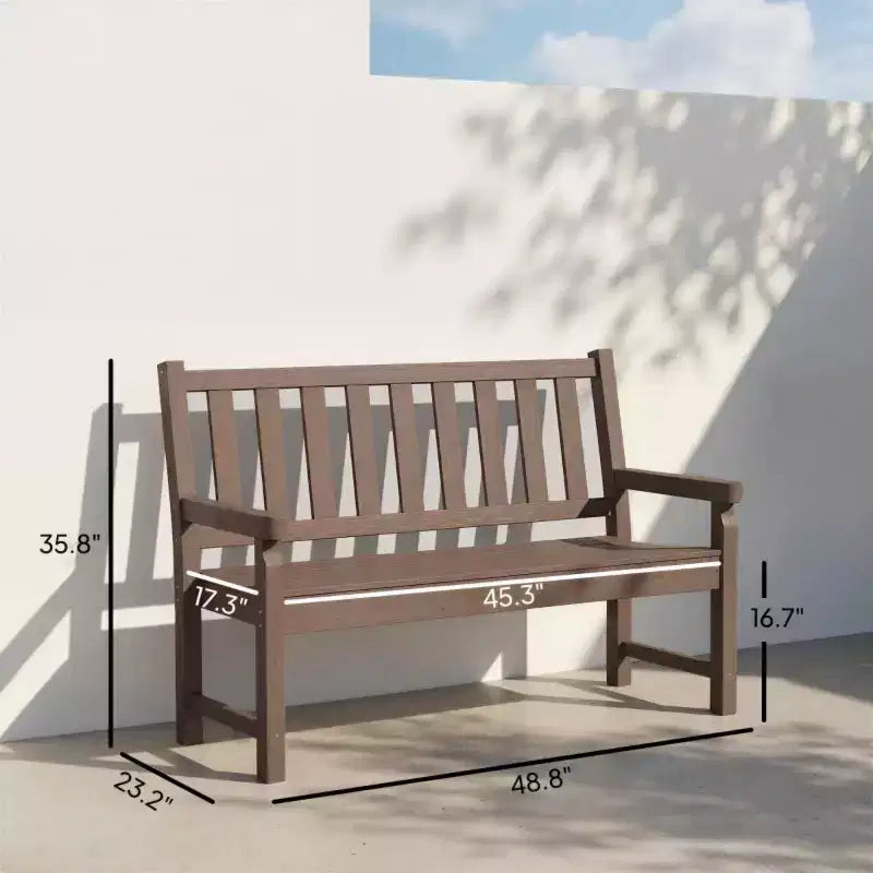 Banc de parc d'extérieur de 48,8 po avec siège courbé, banc de jardin 2 places, siège d'extérieur tout temps en PEHD - Panipeachy