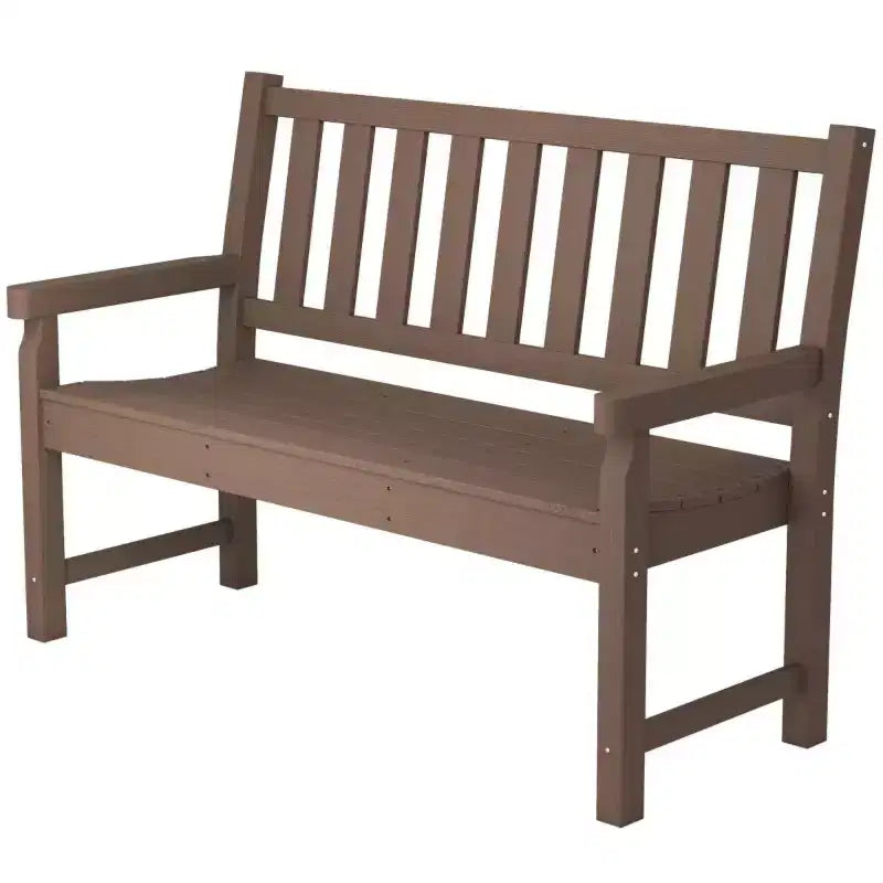 Banc de parc d'extérieur de 48,8 po avec siège courbé, banc de jardin 2 places, siège d'extérieur tout temps en PEHD - Panipeachy