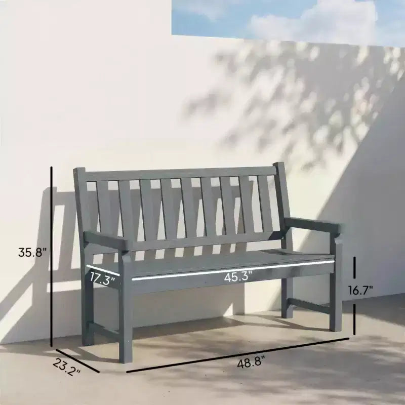 Banc de parc d'extérieur de 48,8 po avec siège courbé, banc de jardin 2 places, siège d'extérieur tout temps en PEHD - Panipeachy