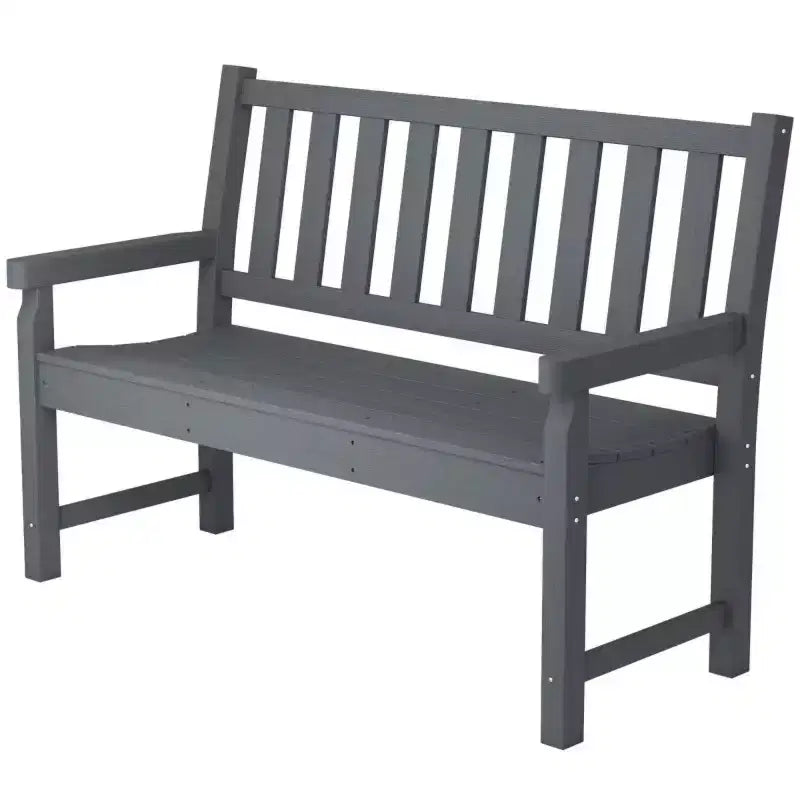 Banc de parc d'extérieur de 48,8 po avec siège courbé, banc de jardin 2 places, siège d'extérieur tout temps en PEHD - Panipeachy