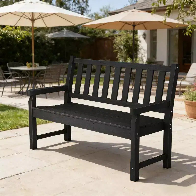 Banc de parc d'extérieur de 48,8 po avec siège courbé, banc de jardin 2 places, siège d'extérieur tout temps en PEHD - Panipeachy