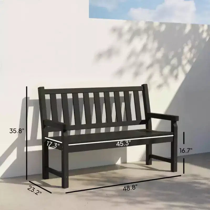 Banc de parc d'extérieur de 48,8 po avec siège courbé, banc de jardin 2 places, siège d'extérieur tout temps en PEHD - Panipeachy