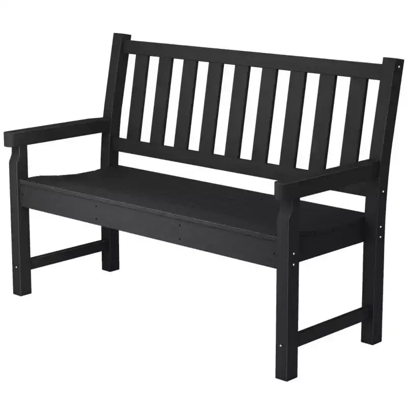 Banc de parc d'extérieur de 48,8 po avec siège courbé, banc de jardin 2 places, siège d'extérieur tout temps en PEHD - Panipeachy