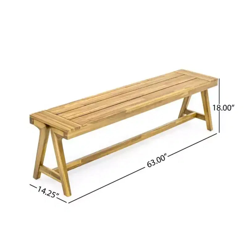 Lot de 2 bancs de salle à manger d'extérieur, bancs de patio en bois d'acacia, banc de jardin toutes saisons pour la piscine et les repas en plein air - Panipeachy