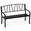 Costway 50.5 Patio Metal Bench w/ Curved Armrests & Minimalist Backrest for Backyard