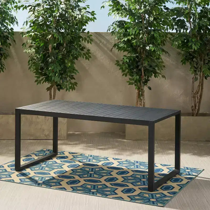 Table à manger d'extérieur en aluminium, noire