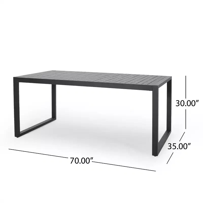 Table à manger d'extérieur en aluminium, noire