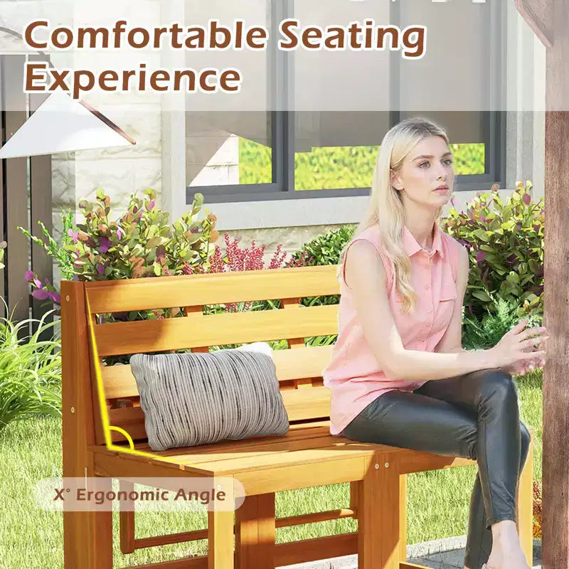 Banc de jardin Costway 3-en-1 en bois d'acacia avec assise à lattes