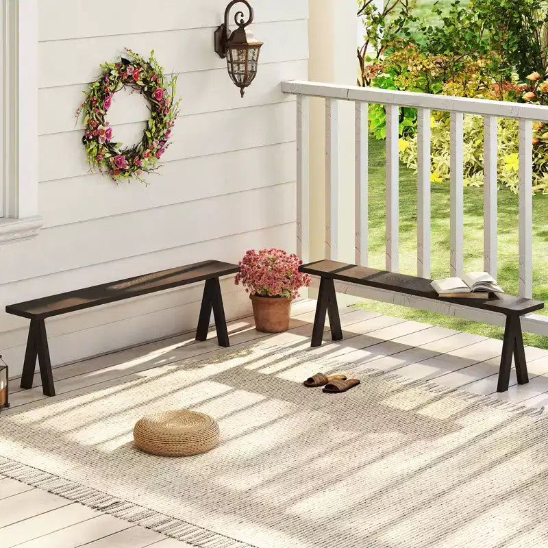 Costway Banc de Jardin Extérieur pour 3 Personnes, Lot de 2, Capacité de Charge 360 kg