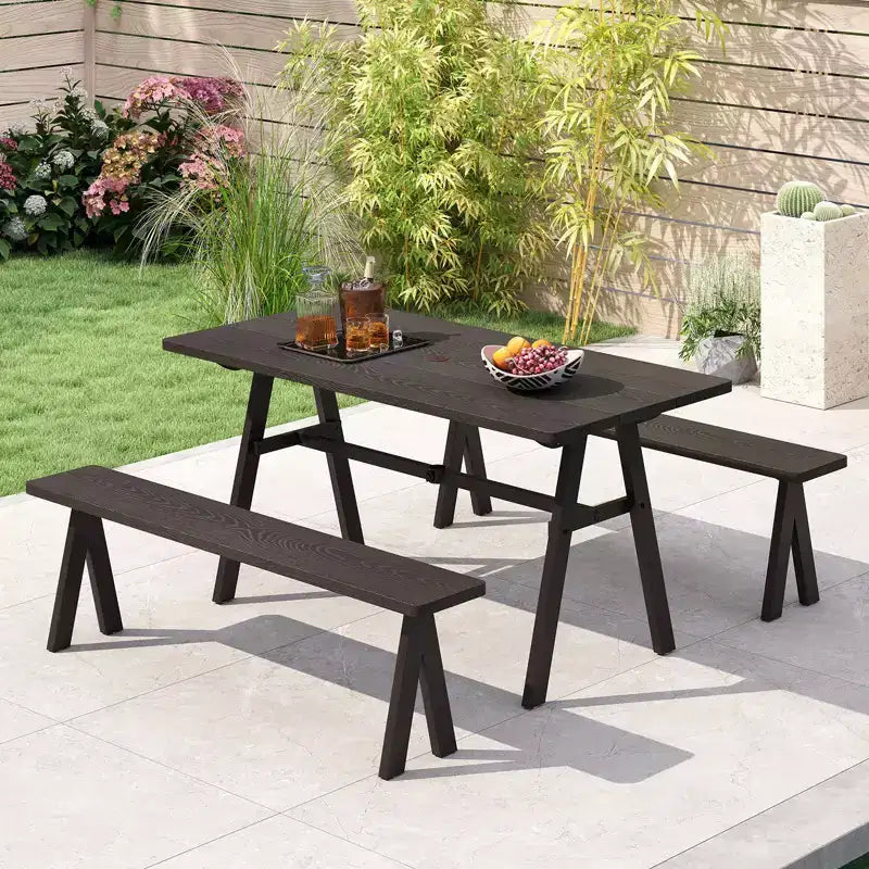 Costway Banc de Jardin Extérieur pour 3 Personnes, Lot de 2, Capacité de Charge 360 kg