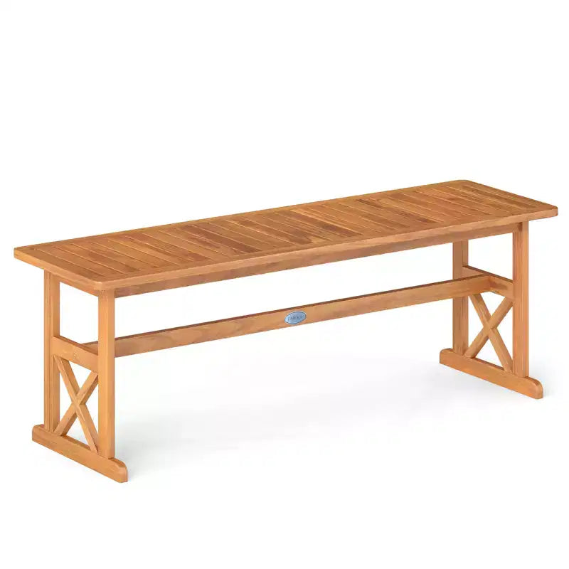 Costway Banc d'extérieur 2 pièces en bois d'acacia de 130 cm avec assise à lattes et cadre en X