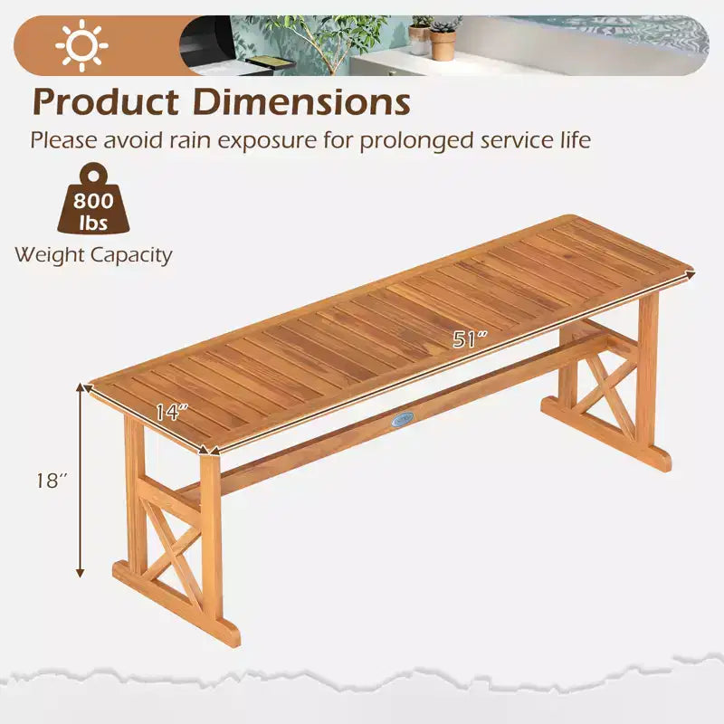 Costway Banc d'extérieur 2 pièces en bois d'acacia de 130 cm avec assise à lattes et cadre en X