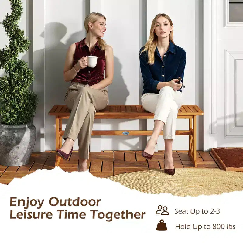 Costway Banc d'extérieur 2 pièces en bois d'acacia de 130 cm avec assise à lattes et cadre en X