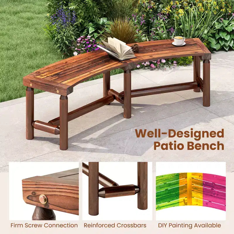Banc de Patio Incurvé Costway pour 2-3 Personnes Causeuse d'Extérieur pour Jardin
