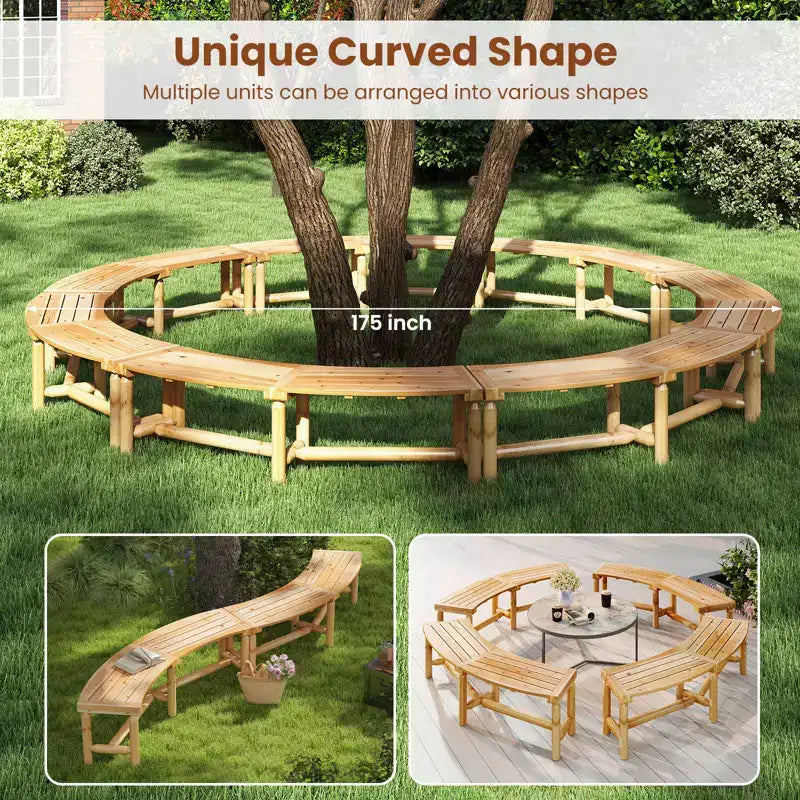 Banc de Patio Incurvé Costway pour 2-3 Personnes Causeuse d'Extérieur pour Jardin