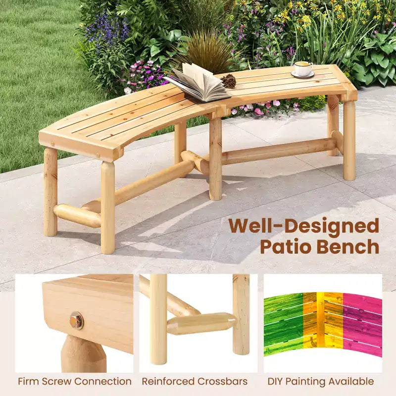 Banc de Patio Incurvé Costway pour 2-3 Personnes Causeuse d'Extérieur pour Jardin