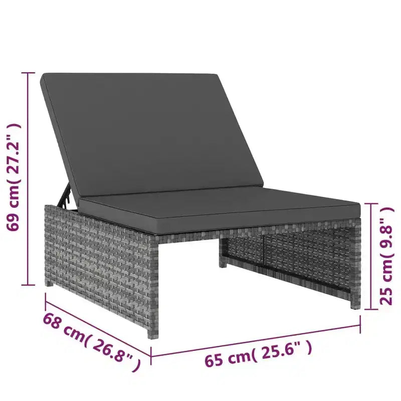 vidaXL Chaises de jardin inclinables 2 pcs avec table Résine tressée grise