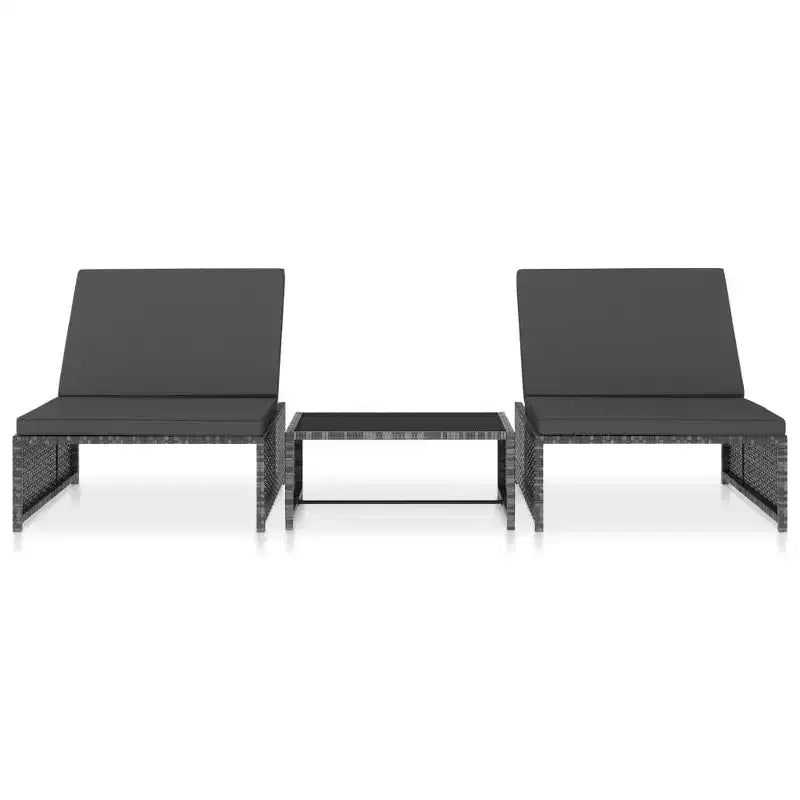 vidaXL Chaises de jardin inclinables 2 pcs avec table Résine tressée grise