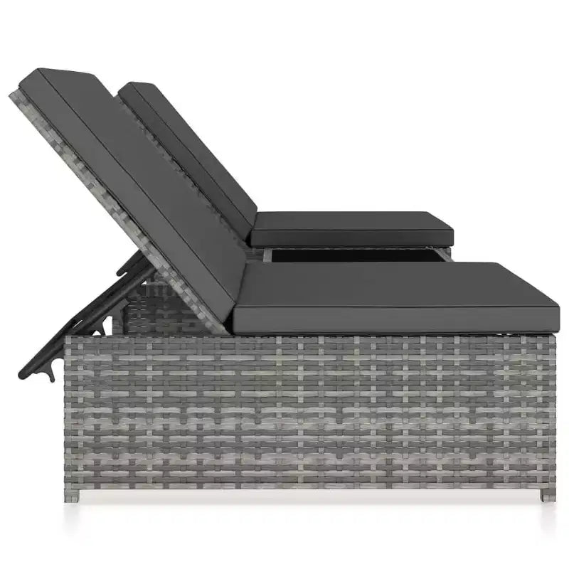 vidaXL Chaises de jardin inclinables 2 pcs avec table Résine tressée grise