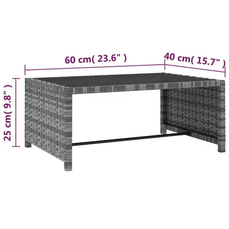 vidaXL Chaises de jardin inclinables 2 pcs avec table Résine tressée grise