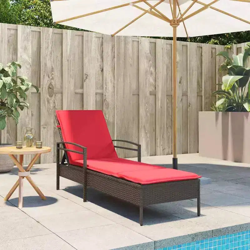 vidaXL Chaise longue 1 place marron 63 x 200 x 81 cm Résine tressée