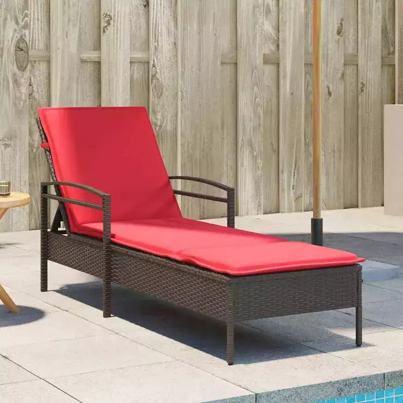 vidaXL Chaise longue 1 place marron 63 x 200 x 81 cm Résine tressée