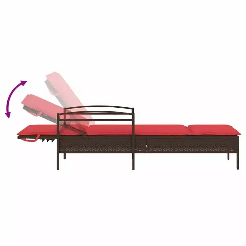 vidaXL Chaise longue 1 place marron 63 x 200 x 81 cm Résine tressée