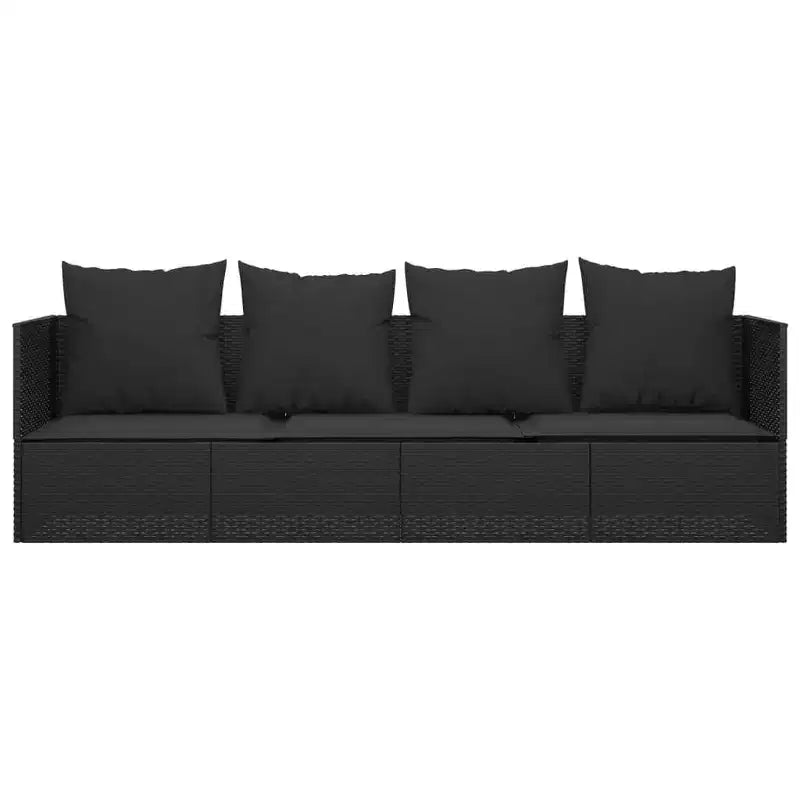 vidaXL Lit de repos d'extérieur en résine tressée noire avec grands accoudoirs réglables