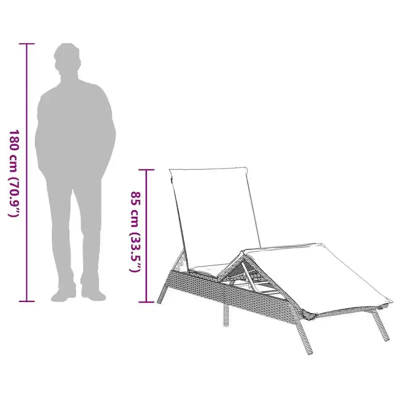vidaXL Chaise longue de jardin en résine tressée Taille standard