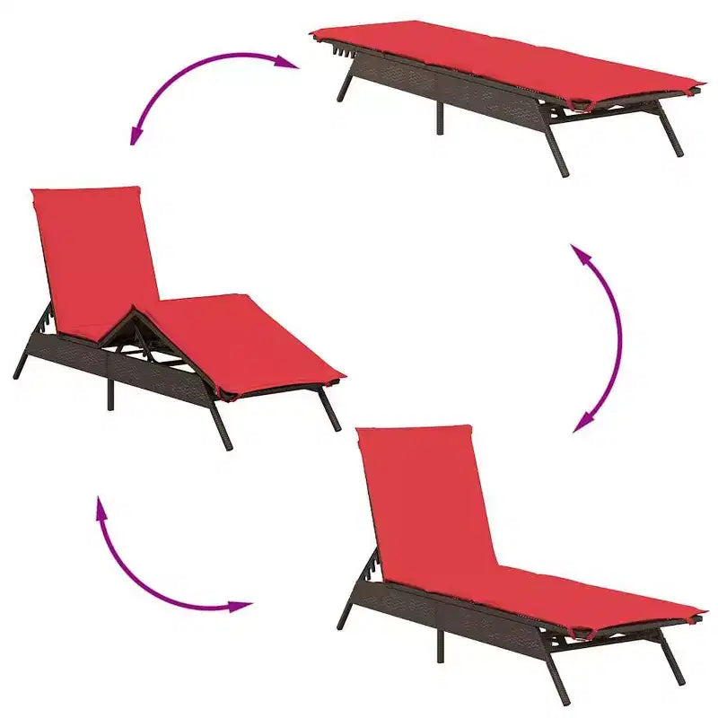vidaXL Chaise longue de jardin en résine tressée Taille standard