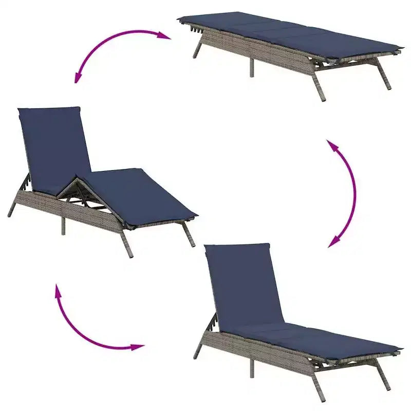 vidaXL Chaise longue de jardin en résine tressée Taille standard