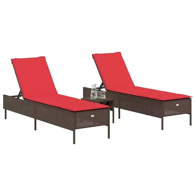 vidaXL Chaise longue de jardin en rotin PE avec housses amovibles extra longues