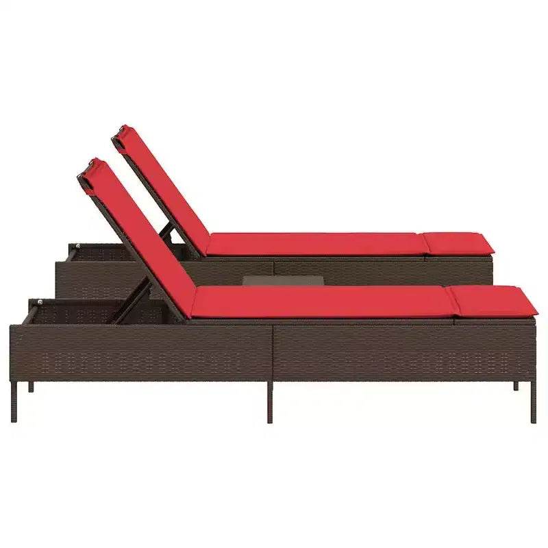 vidaXL Chaise longue de jardin en rotin PE avec housses amovibles extra longues