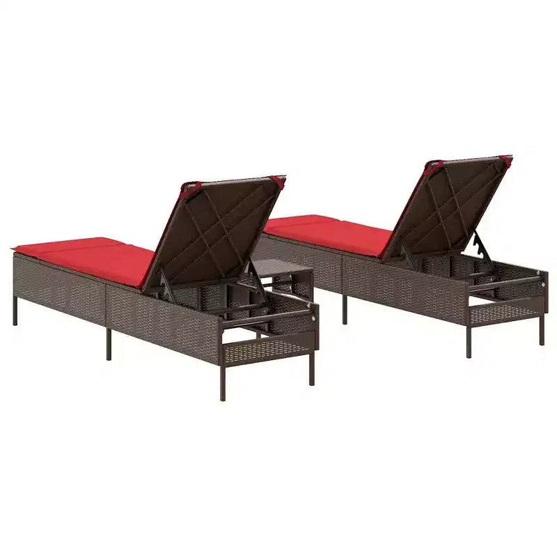 vidaXL Chaise longue de jardin en rotin PE avec housses amovibles extra longues