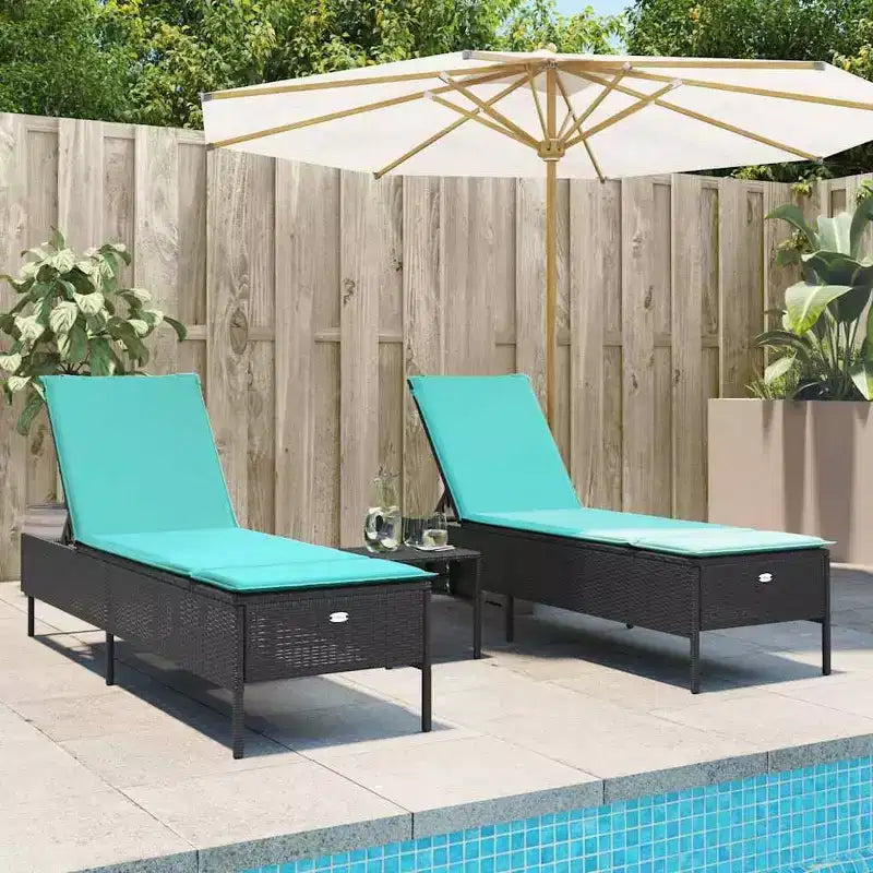 vidaXL Chaise longue de jardin en rotin PE avec housses amovibles extra longues